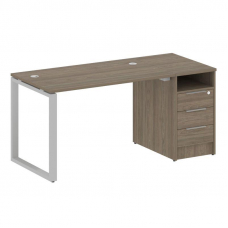 Metal System Рабочая станция с тумбой на О-образном м/к БО.РС-СТП-1.2 Вяз Благородный/Металл Серый 1