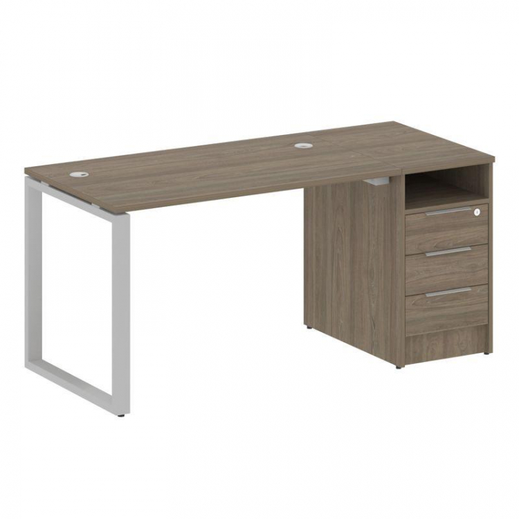Metal System Рабочая станция с тумбой на О-образном м/к БО.РС-СТП-1.2 Вяз Благородный/Металл Серый 1