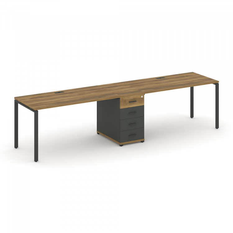 Concept Рабочая станция 2 места с 1 опорной тумбой CN.ORS-404 A Сандал Янтарный/Антрацит/Металл Антр