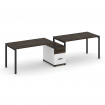 Concept Рабочая станция 2 места с 1 опорной тумбой CN.ORS-307 B Дуб Мали/Белый Бриллиант/Металл Черн