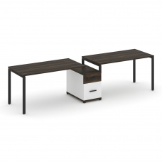 Concept Рабочая станция 2 места с 1 опорной тумбой CN.ORS-307 B Дуб Мали/Белый Бриллиант/Металл Черн