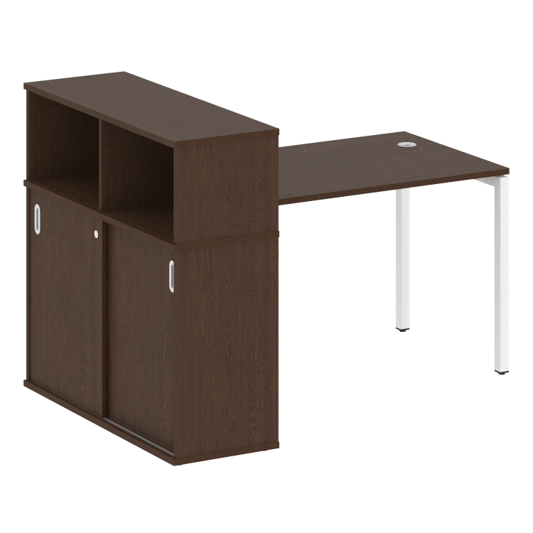 Metal System Quattro Стол письменный с шкафом-купе на П-образном м/к 40БП.РС-СШК-3.2 Т Венге Цаво/Ме