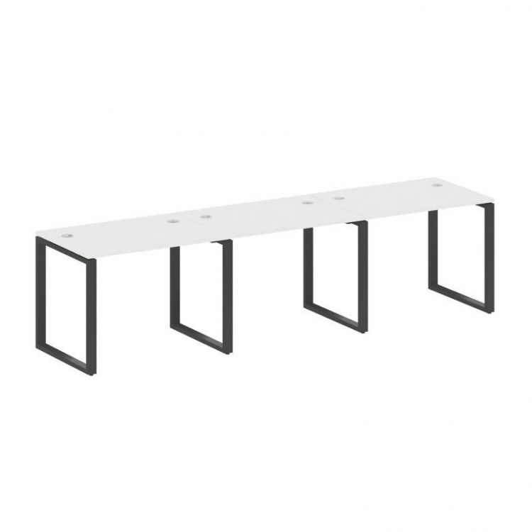 Metal System Рабочая станция на 3 места на О-образном м/к БО.СМ-3.1 Белый/Металл Антрацит 3000*720*7