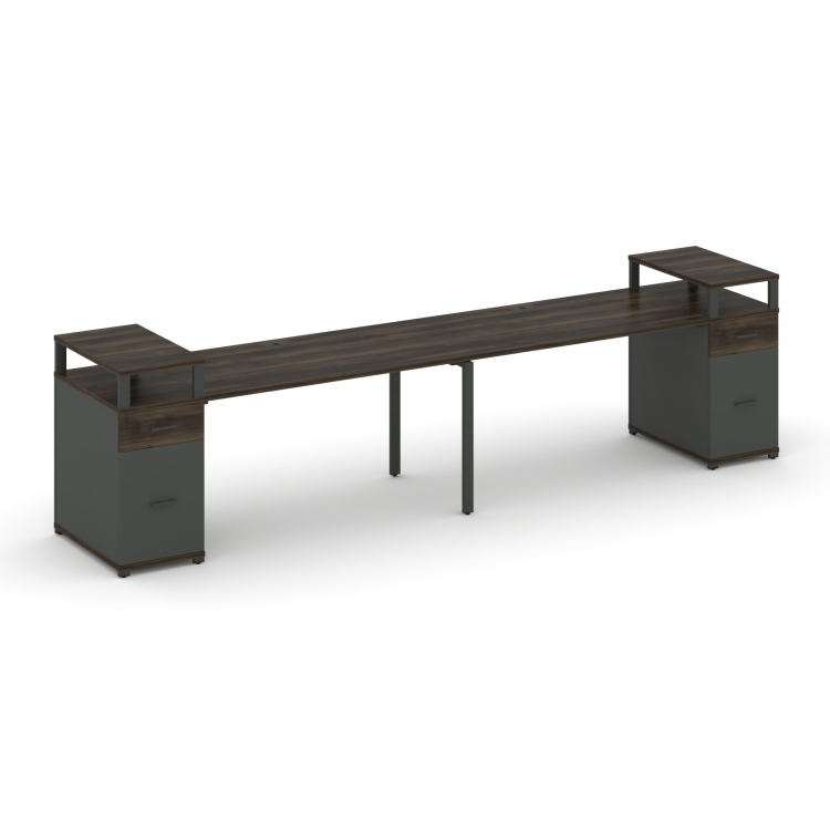 Concept Рабочая станция 2 места с 2 опорными тумбами CN.ORS-431 A Дуб Мали/Антрацит/Металл Антрацит