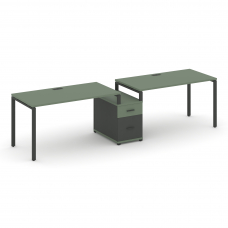Concept Рабочая станция 2 места с 1 опорной тумбой CN.ORS-308 A Кобо/Антрацит/Металл Антрацит 3072*7
