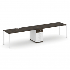 Concept Рабочая станция 2 места с 1 опорной тумбой CN.ORS-404 W Дуб Мали/Белый Бриллиант/Металл Белы