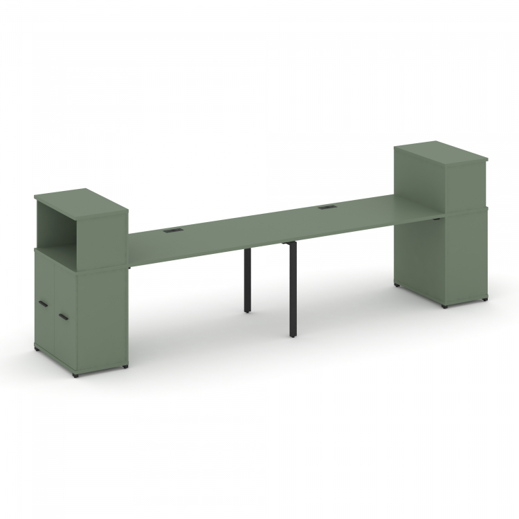 Concept Рабочая станция с опорными распаш. шкафами с надставкой низ. CN.ORS-227 B Кобо/Металл Черный