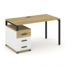 Concept Стол письменный с 1 опорной тумбой CN.SP-303 B Дуб Винченцо/Белый Бриллиант/Металл Черный 13