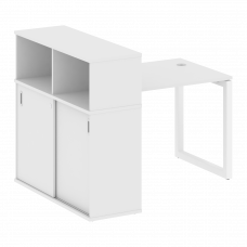 Metal System Quattro Стол письменный с шкафом-купе на О-образном м/к 50БО.РС-СШК-3.1 Т Белый/Металл