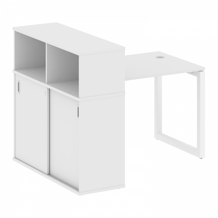 Метал Систем Куатро Стол письменный с шкафом-купе на О-образном м/к 50БО.РС-СШК-3.1 Т Белый/Металл Б
