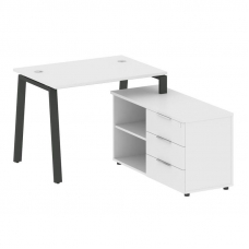 Metal System Рабочая станция с тумбой на А-образном м/к БА.РС-СТС-2.1 (R) Белый/Металл Антрацит 1100
