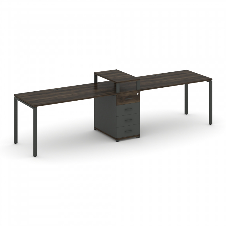 Concept Рабочая станция 2 места с 1 опорной тумбой CN.ORS-417 A Дуб Мали/Антрацит/Металл Антрацит 23