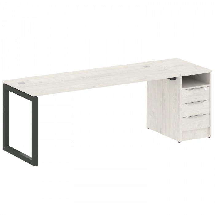 Метал Систем Куатро Рабочая станция с тумбой на О-образном м/к 50БО.РС-СТП-1.5 Дуб Наварра/Металл Ан