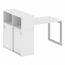 Metal System Quattro Стол письменный с шкафом-купе на О-образном м/к 50БО.РС-СШК-3.2 Т Белый/Металл