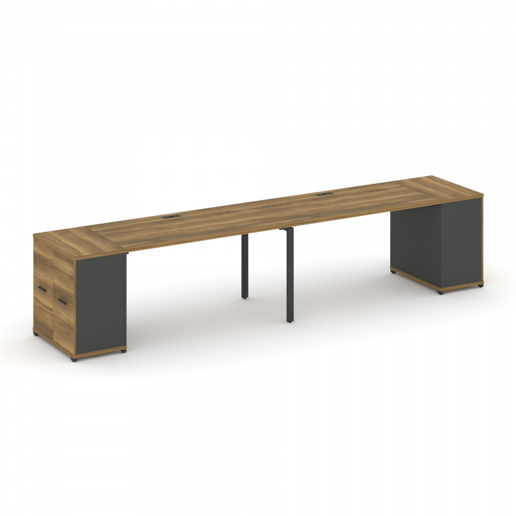 Concept Рабочая станция с опорными распаш. шкафами CN.ORS-218 A Сандал Янтарный/Антрацит/Металл Антр