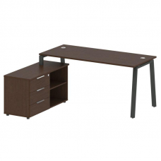 Metal System Рабочая станция с тумбой на А-образном м/к БА.РС-СТС-2.4 (L) Венге Цаво/Металл Антрацит
