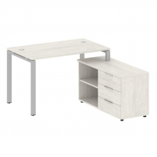 Metal System Рабочая станция с тумбой на П-образном м/к БП.РС-СТС-2.2 (R) Дуб Наварра/Металл Серый 1