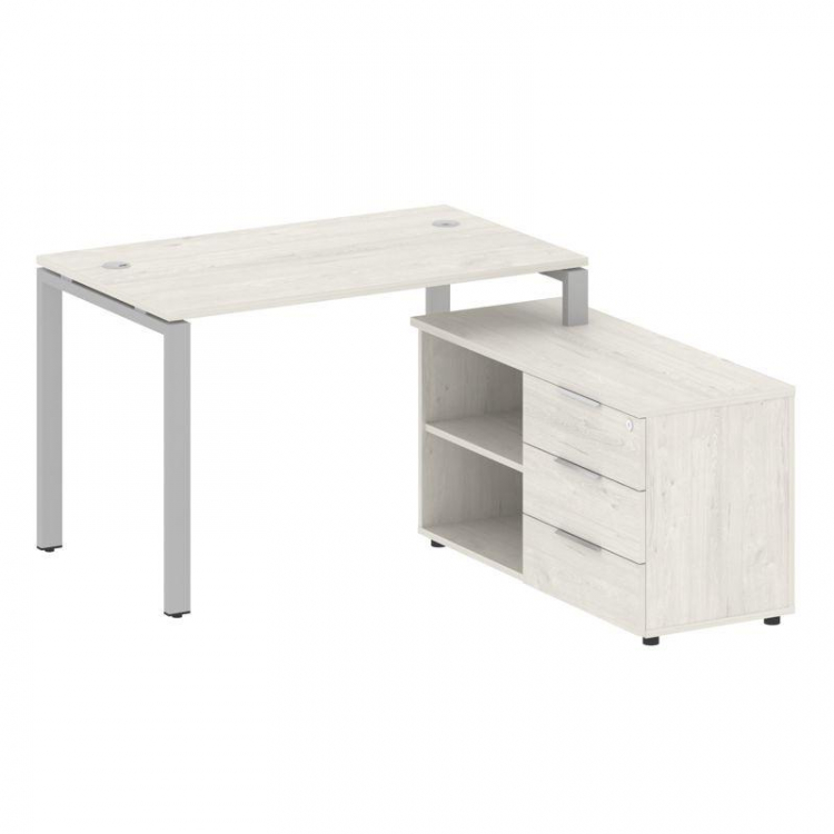 Metal System Рабочая станция с тумбой на П-образном м/к БП.РС-СТС-2.2 (R) Дуб Наварра/Металл Серый 1
