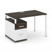 Concept Стол письменный с 1 опорной тумбой CN.SP-306 W Дуб Мали/Белый Бриллиант/Металл Белый 1180/15