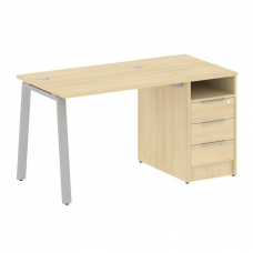 Metal System Рабочая станция с тумбой на А-образном м/к БА.РС-СТП-1.1 Акация Лорка/Металл Серый 1412