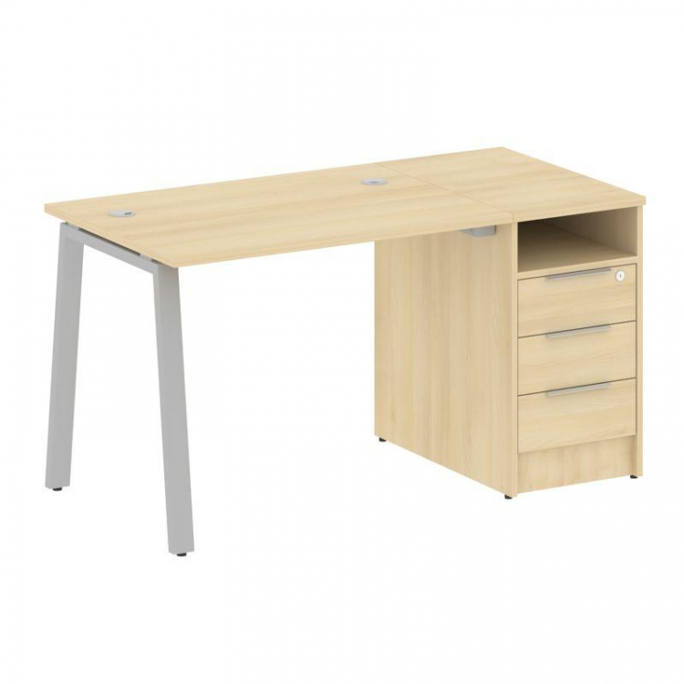 Metal System Рабочая станция с тумбой на А-образном м/к БА.РС-СТП-1.1 Акация Лорка/Металл Серый 1412