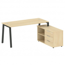 Metal System Рабочая станция с тумбой на А-образном м/к БА.РС-СТС-2.4 (R) Акация Лорка/Металл Антрац