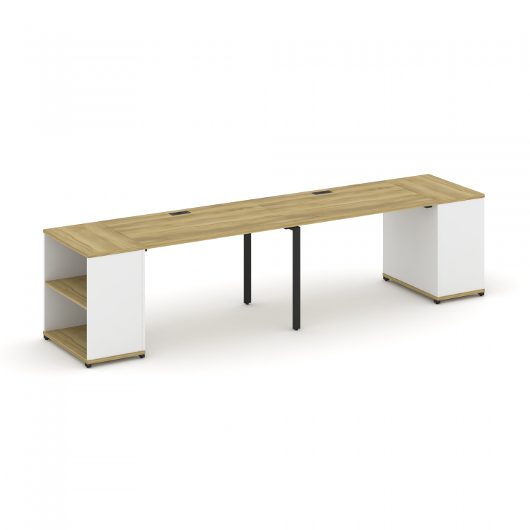 Concept Рабочая станция с опорными стеллажами CN.ORS-202 Дуб Винченцо/Белый Бриллиант/Металл Черный