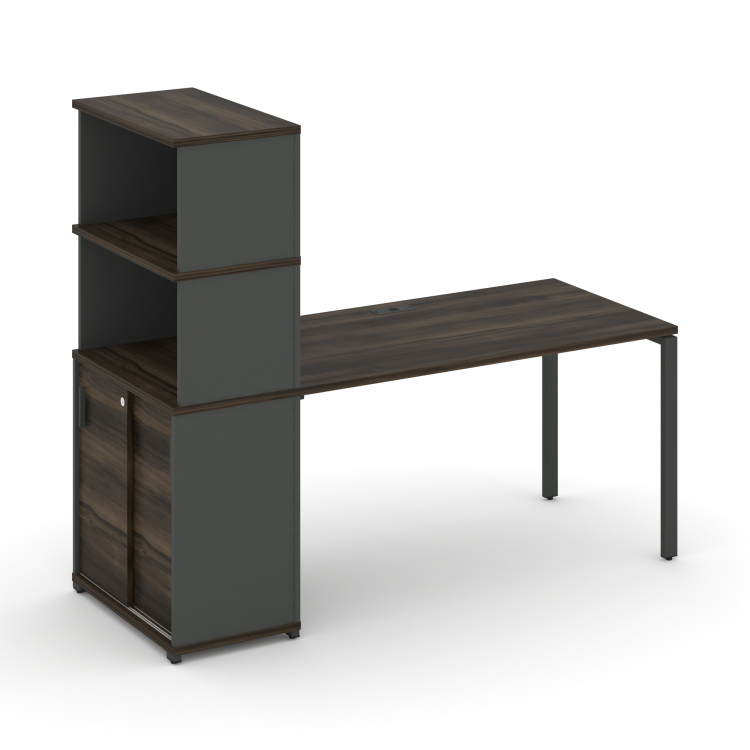 Concept Стол рабочий с опорным шкафом-купе с надставкой выс. CN.SP-241 A Дуб Мали/Антрацит/Металл Ан