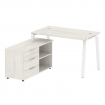 Metal System Рабочая станция с тумбой на А-образном м/к БА.РС-СТС-2.2 (L) Дуб Наварра/Металл Белый 1