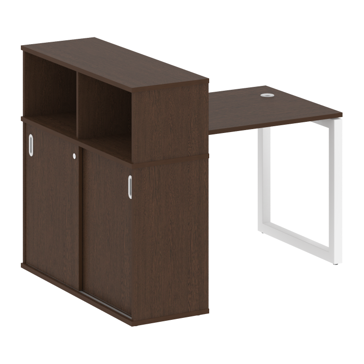 Metal System Quattro Стол письменный с шкафом-купе на О-образном м/к 50БО.РС-СШК-3.1 Т Венге Цаво/Ме