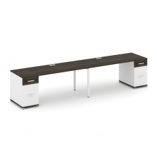 Concept Рабочая станция 2 места с 2 опорными тумбами CN.ORS-415 W Дуб Мали/Белый Бриллиант/Металл Бе