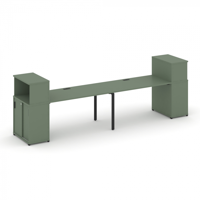 Концепт Рабочая станция с опорными шкафом-купе с надставкой низ. CN.ORS-239 B Кобо/Металл Черный 360