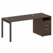 Metal System Quattro Рабочая станция с тумбой на П-образном м/к 50БП.РС-СТП-1.3 Венге Цаво/Металл Ан