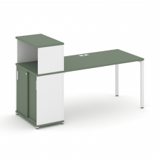 Concept Стол рабочий с опорным шкафом-купе с надставкой низ. CN.SP-240 W Кобо/Белый Бриллиант/Металл