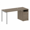 Metal System Quattro Рабочая станция с тумбой на П-образном м/к 50БП.РС-СТП-1.2 Вяз Благородный/Мета