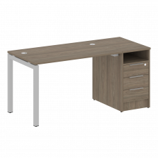 Metal System Quattro Рабочая станция с тумбой на П-образном м/к 50БП.РС-СТП-1.2 Вяз Благородный/Мета