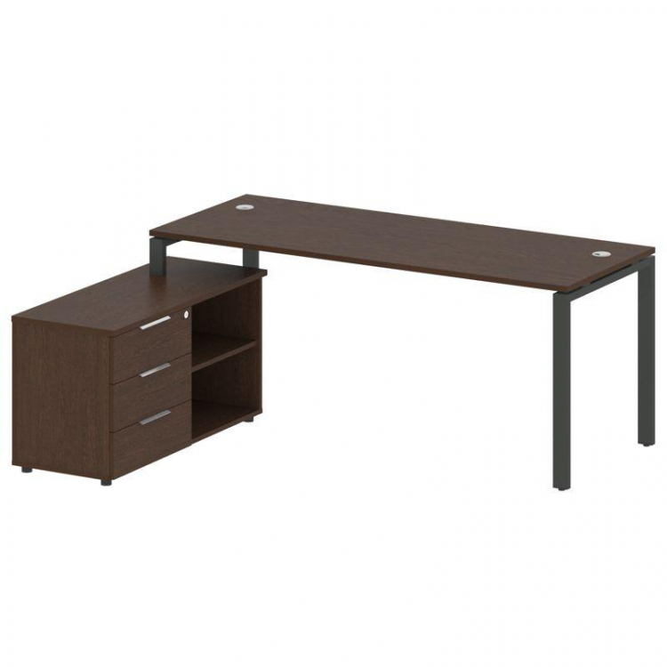 Metal System Рабочая станция с тумбой на П-образном м/к БП.РС-СТС-2.5 (L) Венге Цаво/Металл Антрацит