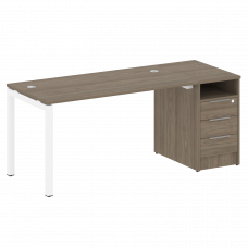 Metal System Quattro Рабочая станция с тумбой на П-образном м/к 50БП.РС-СТП-1.3 Вяз Благородный/Мета