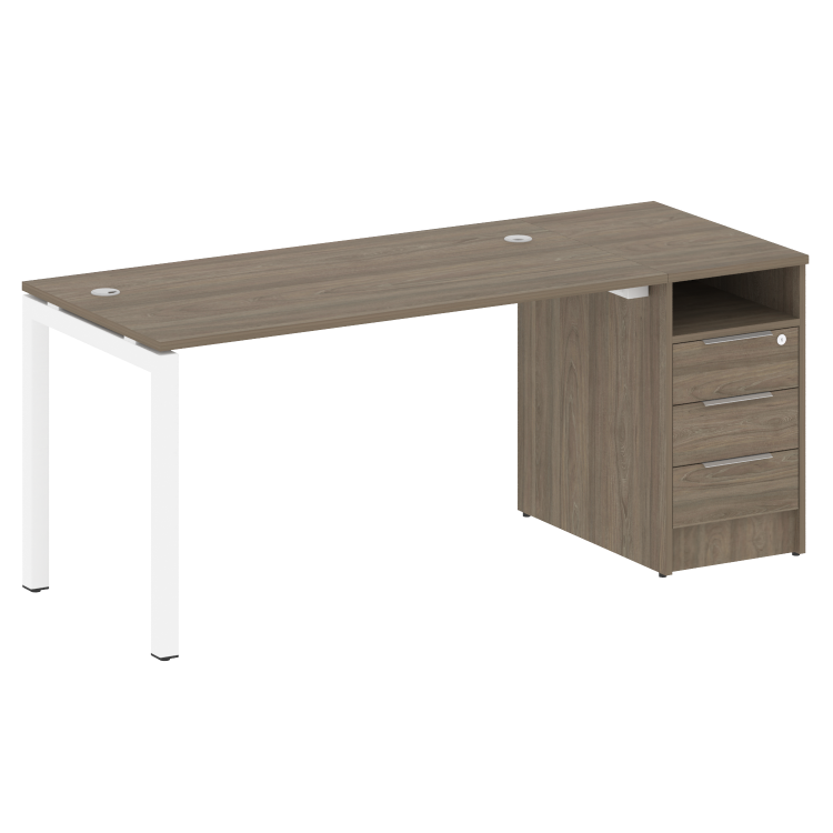 Metal System Quattro Рабочая станция с тумбой на П-образном м/к 50БП.РС-СТП-1.3 Вяз Благородный/Мета