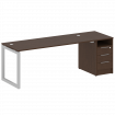 Metal System Quattro Рабочая станция с тумбой на О-образном м/к 50БО.РС-СТП-1.5 Венге Цаво/Металл Се