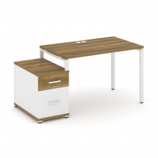 Concept Стол письменный с 1 опорной тумбой CN.SP-306 W Сандал Янтарный/Белый Бриллиант/Металл Белый