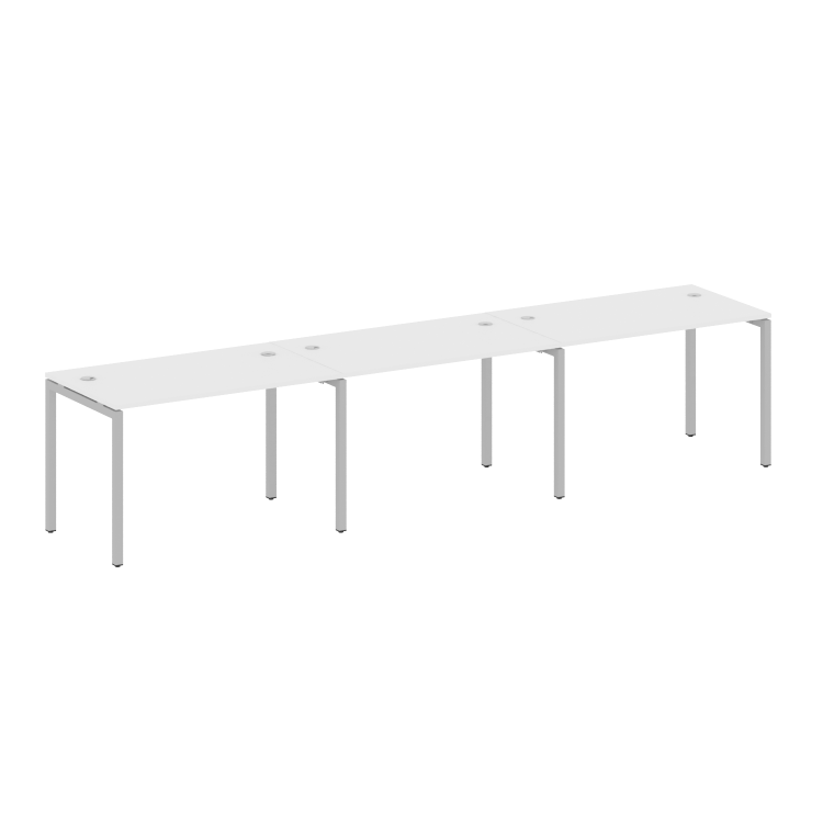 Metal System Quattro Рабочая станция на 3 места на П-образном м/к 40БП.СМ-3.2 Белый/Металл Серый 360