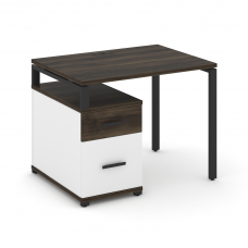 Concept Стол письменный с 1 опорной тумбой CN.SP-305 B Дуб Мали/Белый Бриллиант/Металл Черный 980/13