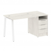 Metal System Рабочая станция с тумбой на А-образном м/к БА.РС-СТП-1.1 Дуб Наварра/Металл Белый 1412*