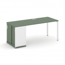 Concept Стол рабочий с опорным шкафом-купе CN.SP-233 W Кобо/Белый Бриллиант/Металл Белый 1400*720*75