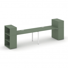 Concept Рабочая станция с опорными стеллажами с надставкой низ. CN.ORS-209 Кобо/Металл Белый 2800*72