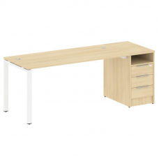 Metal System Рабочая станция с тумбой на П-образном м/к БП.РС-СТП-1.4 Акация Лорка/Металл Белый 2012