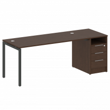 Metal System Quattro Рабочая станция с тумбой на П-образном м/к 40БП.РС-СТП-1.4 Венге Цаво/Металл Ан