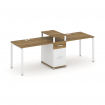 Concept Рабочая станция 2 места с 1 опорной тумбой CN.ORS-421 W Сандал Янтарный/Белый Бриллиант/Мета