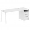 Metal System Рабочая станция с тумбой на А-образном м/к БА.РС-СТП-1.3 Белый/Металл Белый 1812*720*75